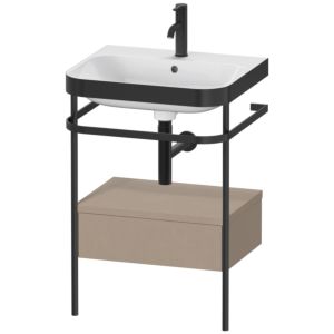Duravit Happy D.2 Plus Möbelwaschtisch-Kombination HP4740O7575 57,5 x 49 cm, 1 Hahnloch, leinen, mit Metallkonsole