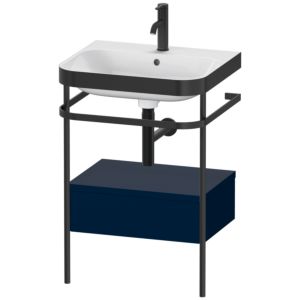 Duravit Happy D.2 Plus Möbelwaschtisch-Kombination HP4740O9898 57,5 x 49 cm, 1 Hahnloch, nachtblau seidenmatt, mit Metallkonsole