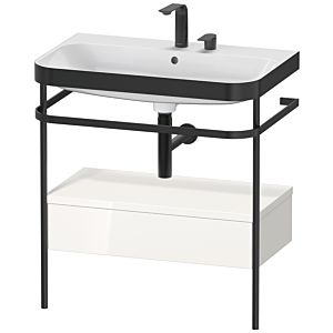 Duravit Happy D.2 Plus Möbelwaschtisch-Kombination HP4742E2222 77,5 x 49 cm, 2 Hahnlöcher, weiß hochglanz, mit Metallkonsole