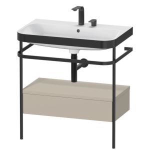 Combinaison lavabo Duravit Happy D.2 Plus HP4742E6060 77,5 x 49 cm, 2 trous pour robinetterie, finition taupe satiné, avec console en métal
