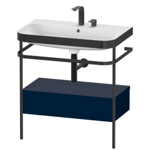 Duravit Happy D.2 Plus Möbelwaschtisch-Kombination HP4742E9898 77,5 x 49 cm, 2 Hahnlöcher, nachtblau seidenmatt, mit Metallkonsole