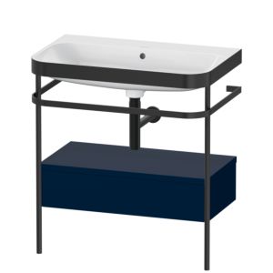 Duravit Happy D.2 Plus Möbelwaschtisch-Kombination HP4742N9898 77,5 x 49 cm, ohne Hahnloch, nachtblau seidenmatt, mit Metallkonsole