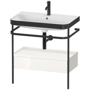 Duravit Happy D.2 Plus Möbelwaschtisch-Kombination HP4742O2222 77,5 x 49 cm, 1 Hahnloch, weiß hochglanz, mit Metallkonsole
