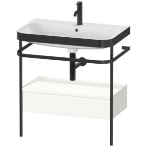 Combinaison lavabo pour meuble Duravit Happy D.2 Plus HP4742O3636 77,5 x 49 cm, 1 trou pour robinetterie, blanc , avec console en métal