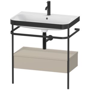 Duravit Happy D.2 Plus furniture washbasin combination HP4742O6060 77.5 x 49 cm, 1 tap hole, taupe satin finish, with metal console