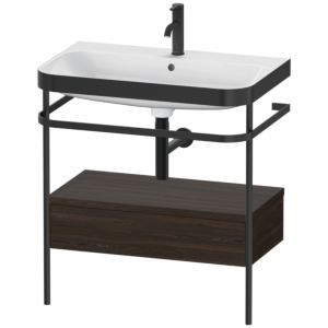 Duravit Happy D.2 Plus Möbelwaschtisch-Kombination HP4742O6969 77,5 x 49 cm, 1 Hahnloch, nussbaum gebürstet, mit Metallkonsole