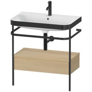 Duravit Happy D.2 Plus furniture washbasin combination HP4742O7171 77.5 x 49 cm, 1 tap hole, Mediterranean oak, with metal console