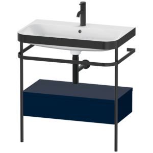Duravit Happy D.2 Plus furniture washbasin combination HP4742O9898 77.5 x 49 cm, 1 tap hole, midnight blue satin finish, with metal console