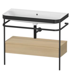 Duravit Happy D.2 Plus combinaison lavabo pour meuble HP4743N7171 97,5 x 49 cm, sans trou pour robinetterie, chêne méditerranéen, avec console en métal
