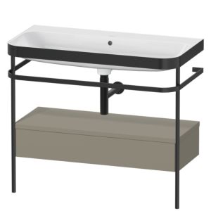 Duravit Happy D.2 Plus furniture washbasin combination HP4743N9292 97.5 x 49 cm, without tap hole, stone gray satin finish, with metal console