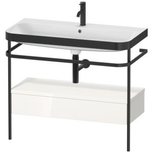 Duravit Happy D.2 Plus Möbelwaschtisch-Kombination HP4743O2222 97,5 x 49 cm, 1 Hahnloch, weiß hochglanz, mit Metallkonsole
