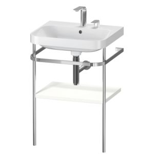 Duravit Happy D.2 Plus Möbelwaschtisch-Kombination HP4835E3636 57,5 x 49 cm, 2 Hahnlöcher, weiß seidenmatt, mit Metallkonsole