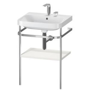 Duravit Happy D.2 Plus Möbelwaschtisch-Kombination HP4835E3939 57,5 x 49 cm, 2 Hahnlöcher, nordic weiß seidenmatt, mit Metallkonsole