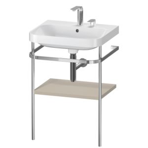 Duravit Happy D.2 Plus Möbelwaschtisch-Kombination HP4835E6060 57,5 x 49 cm, 2 Hahnlöcher, taupe seidenmatt, mit Metallkonsole