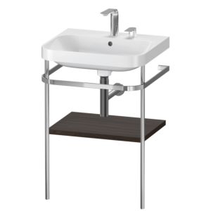 Duravit Happy D.2 Plus Möbelwaschtisch-Kombination HP4835E6969 57,5 x 49 cm, 2 Hahnlöcher, nussbaum gebürstet, mit Metallkonsole