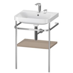 Duravit Happy D.2 Plus Möbelwaschtisch-Kombination HP4835E7575 57,5 x 49 cm, 2 Hahnlöcher, leinen, mit Metallkonsole