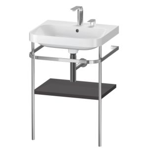 Duravit Happy D.2 Plus Möbelwaschtisch-Kombination HP4835E8080 57,5 x 49 cm, 2 Hahnlöcher, graphit supermatt, mit Metallkonsole