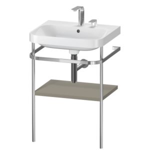 Duravit Happy D.2 Plus Möbelwaschtisch-Kombination HP4835E9292 57,5 x 49 cm, 2 Hahnlöcher, steingrau seidenmatt, mit Metallkonsole