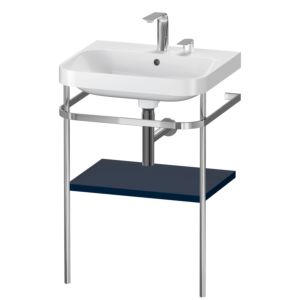 Duravit Happy D.2 Plus Möbelwaschtisch-Kombination HP4835E9898 57,5 x 49 cm, 2 Hahnlöcher, nachtblau seidenmatt, mit Metallkonsole