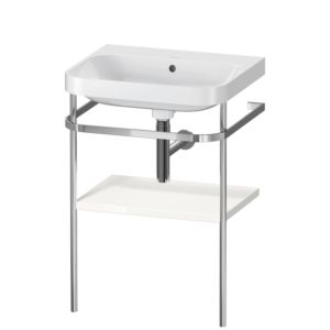 Duravit Happy D.2 Plus Möbelwaschtisch-Kombination HP4835N2222 57,5 x 49 cm, ohne Hahnloch, weiß hochglanz, mit Metallkonsole