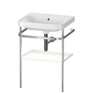 Duravit Happy D.2 Plus Möbelwaschtisch-Kombination HP4835N3636 57,5 x 49 cm, ohne Hahnloch, weiß seidenmatt, mit Metallkonsole
