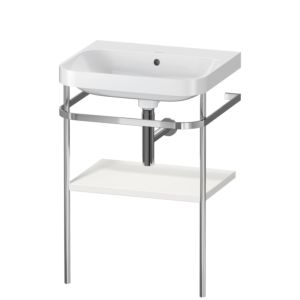 Duravit Happy D.2 Plus Möbelwaschtisch-Kombination HP4835N3939 57,5 x 49 cm, ohne Hahnloch, nordic weiß seidenmatt, mit Metallkonsole