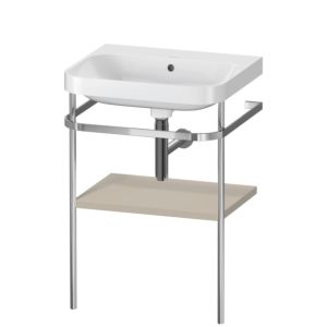 Duravit Happy D.2 Plus Möbelwaschtisch-Kombination HP4835N6060 57,5 x 49 cm, ohne Hahnloch, taupe seidenmatt, mit Metallkonsole