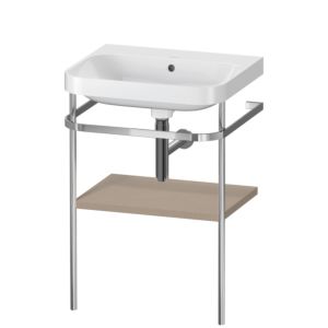 Duravit Happy D.2 Plus Möbelwaschtisch-Kombination HP4835N7575 57,5 x 49 cm, ohne Hahnloch, leinen, mit Metallkonsole