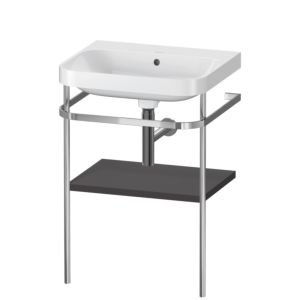 Duravit Happy D.2 Plus Möbelwaschtisch-Kombination HP4835N8080 57,5 x 49 cm, ohne Hahnloch, graphit supermatt, mit Metallkonsole