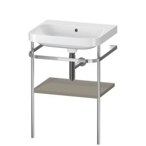 Duravit Happy D.2 Plus Möbelwaschtisch-Kombination HP4835N9292 57,5 x 49 cm, ohne Hahnloch, steingrau seidenmatt, mit Metallkonsole