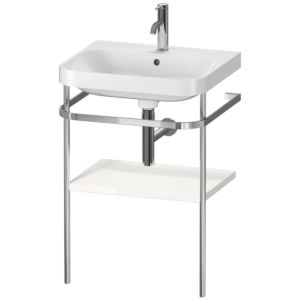 Duravit Happy D.2 Plus Möbelwaschtisch-Kombination HP4835O2222 57,5 x 49 cm, 1 Hahnloch, weiß hochglanz, mit Metallkonsole