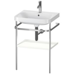 Duravit Happy D.2 Plus Möbelwaschtisch-Kombination HP4835O3636 57,5 x 49 cm, 1 Hahnloch, weiß seidenmatt, mit Metallkonsole