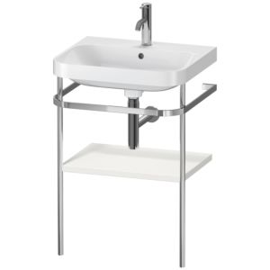 Duravit Happy D.2 Plus Möbelwaschtisch-Kombination HP4835O3939 57,5 x 49 cm, 1 Hahnloch, nordic weiß seidenmatt, mit Metallkonsole