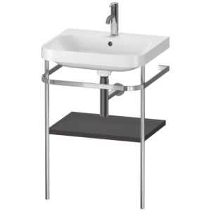 Duravit Happy D.2 Plus combinaison lavabo pour meuble HP4835O8080 57,5 x 49 cm, 1 trou pour robinetterie, graphite super mat, avec console en métal