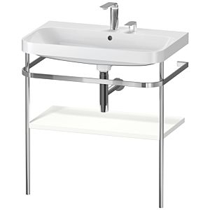 Duravit Happy D.2 Plus Möbelwaschtisch-Kombination HP4837E3636 77,5 x 49 cm, 2 Hahnlöcher, weiß seidenmatt, mit Metallkonsole
