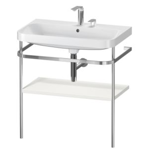 Combinaison lavabo pour meuble Duravit Happy D.2 Plus HP4837E3939 77,5 x 49 cm, 2 trous pour robinetterie, nordic blanc , avec console en métal