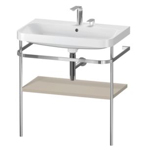 Duravit Happy D.2 Plus vanity combination HP4837E6060 77.5 x 49 cm, 2 tap holes, taupe satin finish, with metal console