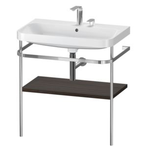 Duravit Happy D.2 Plus combinaison lavabo pour meuble HP4837E6969 77,5 x 49 cm, 2 trous pour robinetterie, noyer brossé, avec console en métal