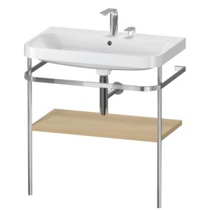 Duravit Happy D.2 Plus combinaison lavabo pour meuble HP4837E7171 77,5 x 49 cm, 2 trous pour robinetterie, chêne méditerranéen, avec console en métal