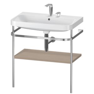 Duravit Happy D.2 Plus Möbelwaschtisch-Kombination HP4837E7575 77,5 x 49 cm, 2 Hahnlöcher, leinen, mit Metallkonsole