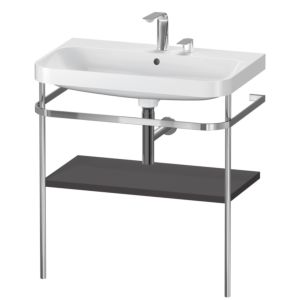 Duravit Happy D.2 Plus Möbelwaschtisch-Kombination HP4837E8080 77,5 x 49 cm, 2 Hahnlöcher, graphit supermatt, mit Metallkonsole