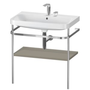 Duravit Happy D.2 Plus Möbelwaschtisch-Kombination HP4837E9292 77,5 x 49 cm, 2 Hahnlöcher, steingrau seidenmatt, mit Metallkonsole