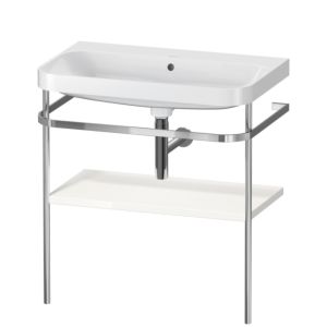 Combinaison lavabo pour meuble Duravit Happy D.2 Plus HP4837N2222 77,5 x 49 cm, sans trou pour robinet, brillant blanc , avec console en métal