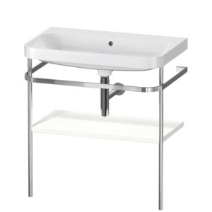 Duravit Happy D.2 Plus furniture washbasin combination HP4837N3636 77.5 x 49 cm, without tap hole, white satin finish, with metal console