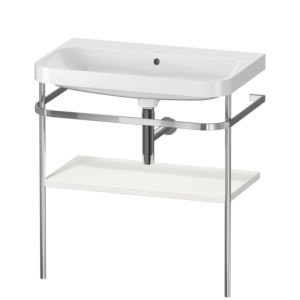 Duravit Happy D.2 Plus Möbelwaschtisch-Kombination HP4837N3939 77,5 x 49 cm, ohne Hahnloch, nordic weiß seidenmatt, mit Metallkonsole