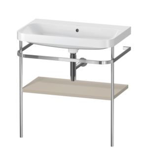 Duravit Happy D.2 Plus Möbelwaschtisch-Kombination HP4837N6060 77,5 x 49 cm, ohne Hahnloch, taupe seidenmatt, mit Metallkonsole