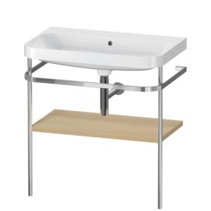 Duravit Happy D.2 Plus furniture washbasin combination HP4837N7171 77.5 x 49 cm, without tap hole, Mediterranean oak, with metal console