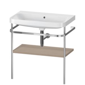 Combinaison lavabo pour meuble Duravit Happy D.2 Plus HP4837N7575 77,5 x 49 cm, sans trou pour robinetterie, lin, avec console en métal