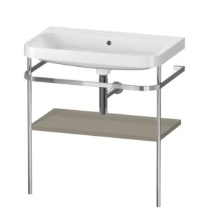 Duravit Happy D.2 Plus furniture washbasin combination HP4837N9292 77.5 x 49 cm, without tap hole, stone gray satin finish, with metal console