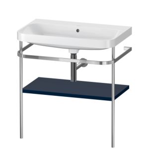 Duravit Happy D.2 Plus furniture washbasin combination HP4837N9898 77.5 x 49 cm, without tap hole, midnight blue satin finish, with metal console